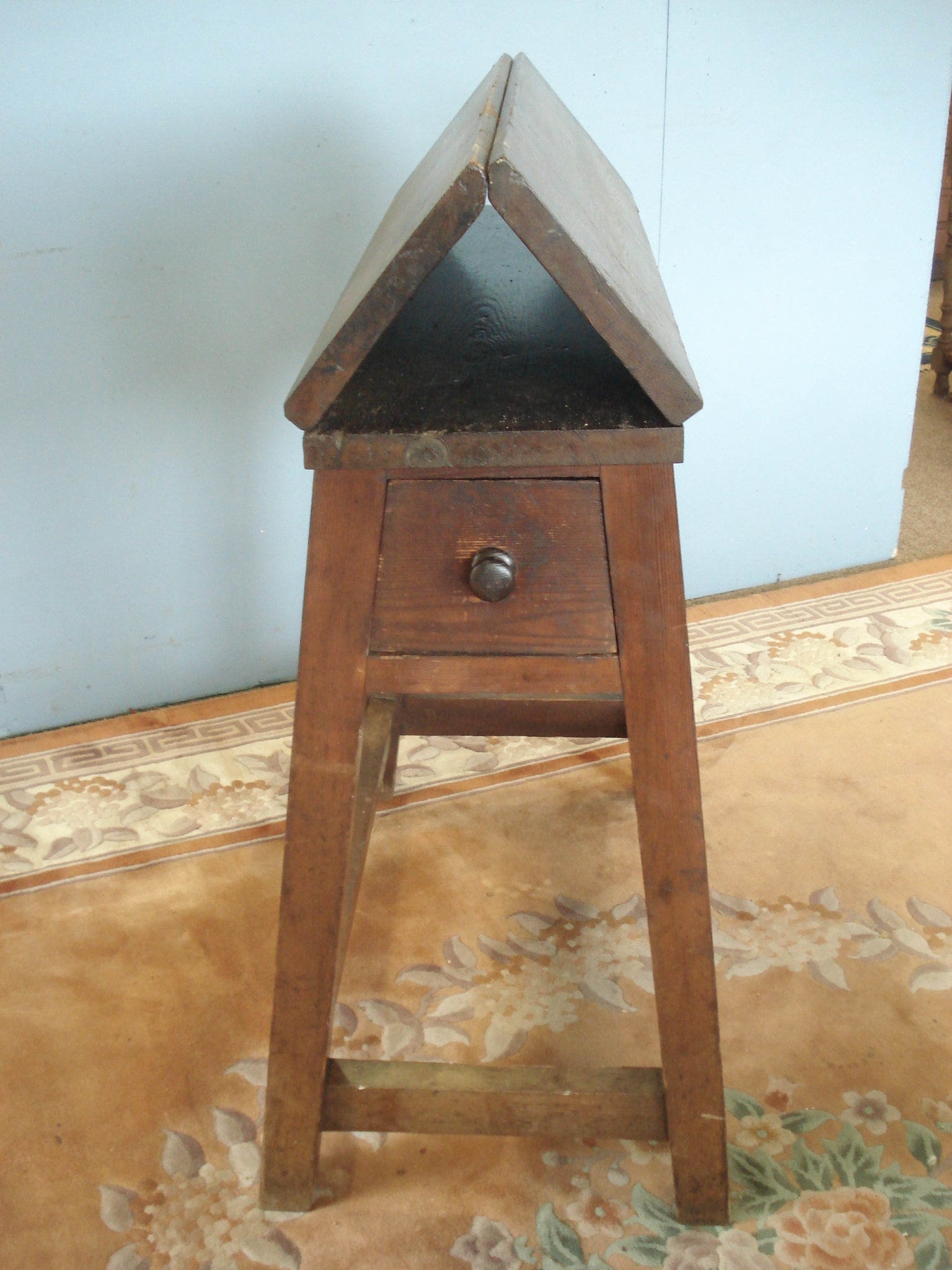 19th century saddle stand converts to dropleaf table. Metamorphic equestrian.