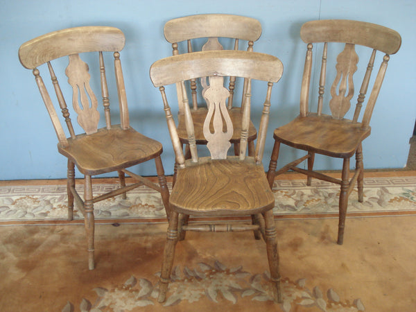 Four Victorian kitchen chairs.