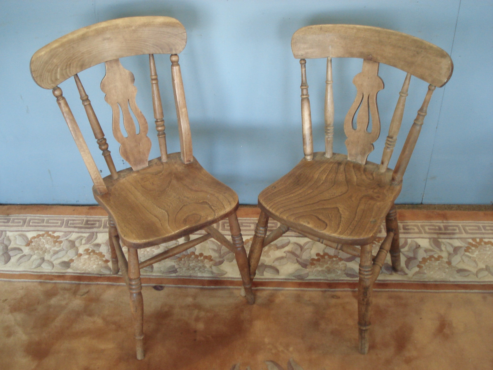Four Victorian kitchen chairs.