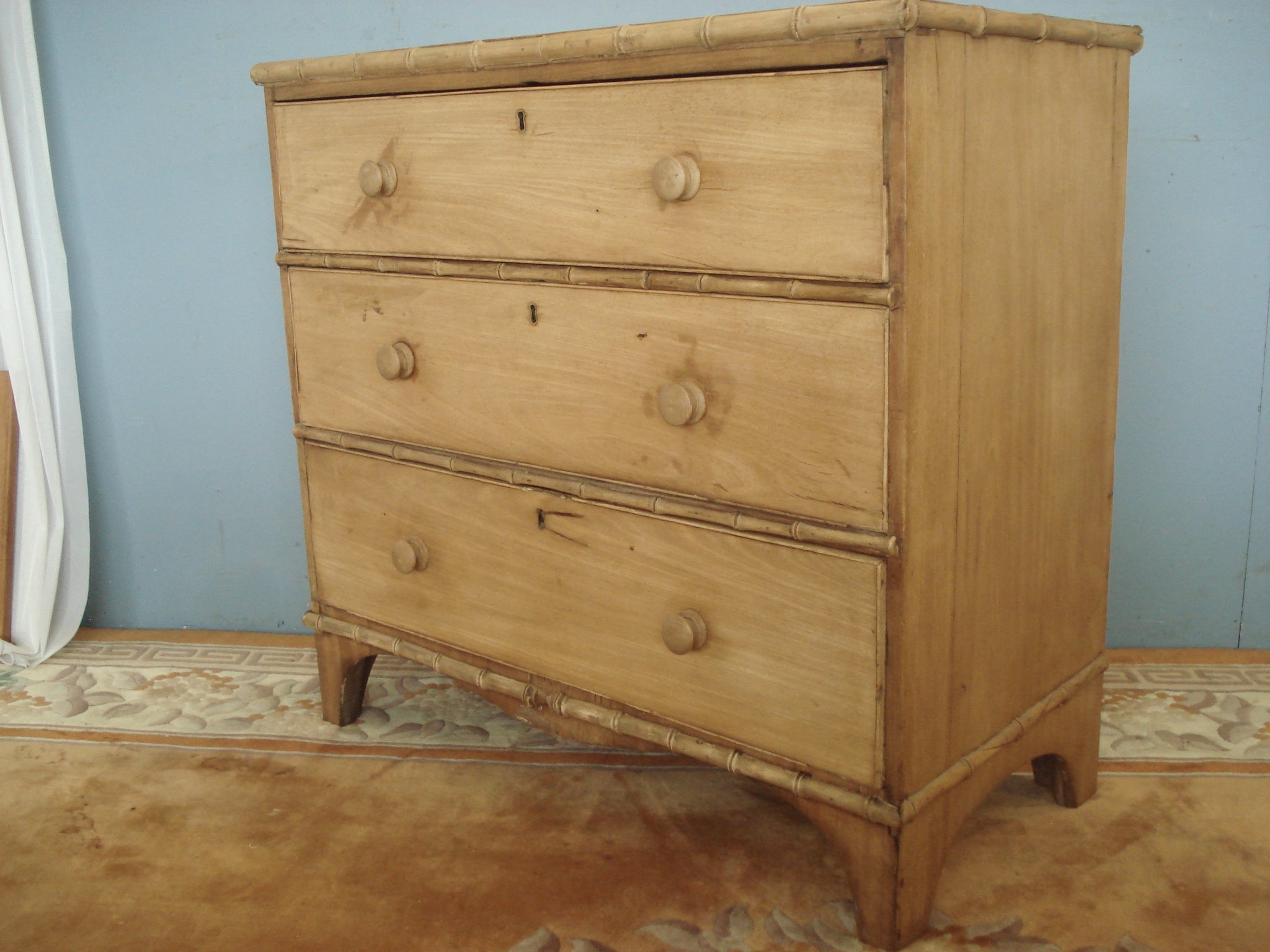 Regency Three Drawer Chest with simulated bamboo decoration