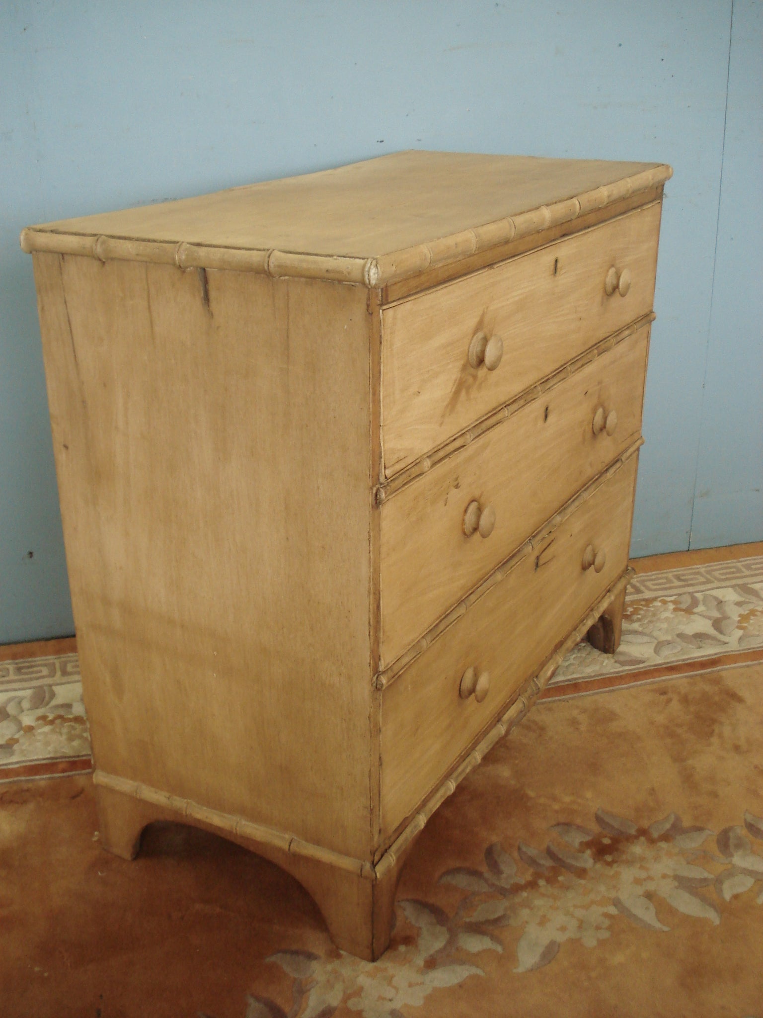 Regency Three Drawer Chest with simulated bamboo decoration