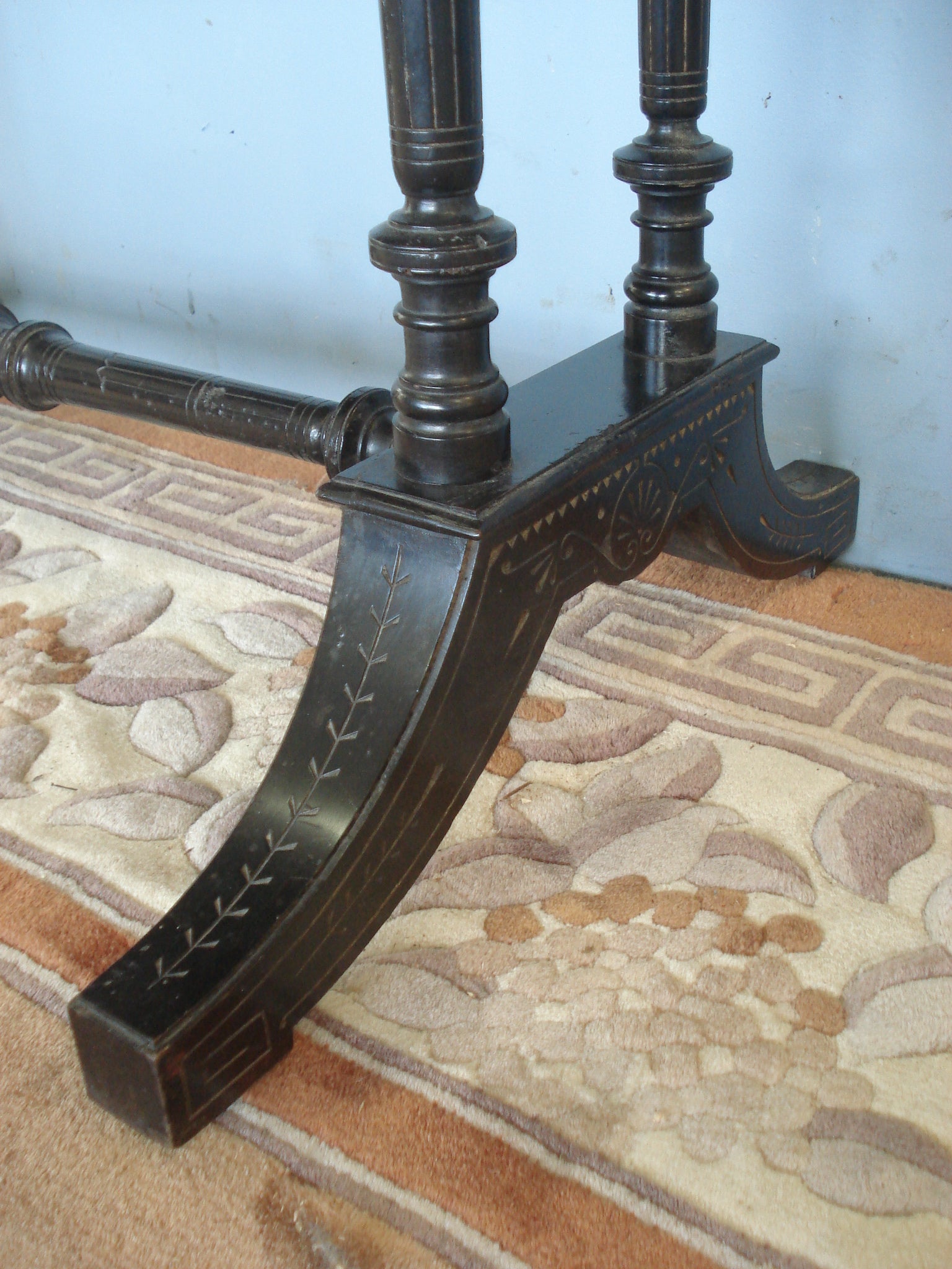 Inlaid ebonized side table circa 1880.