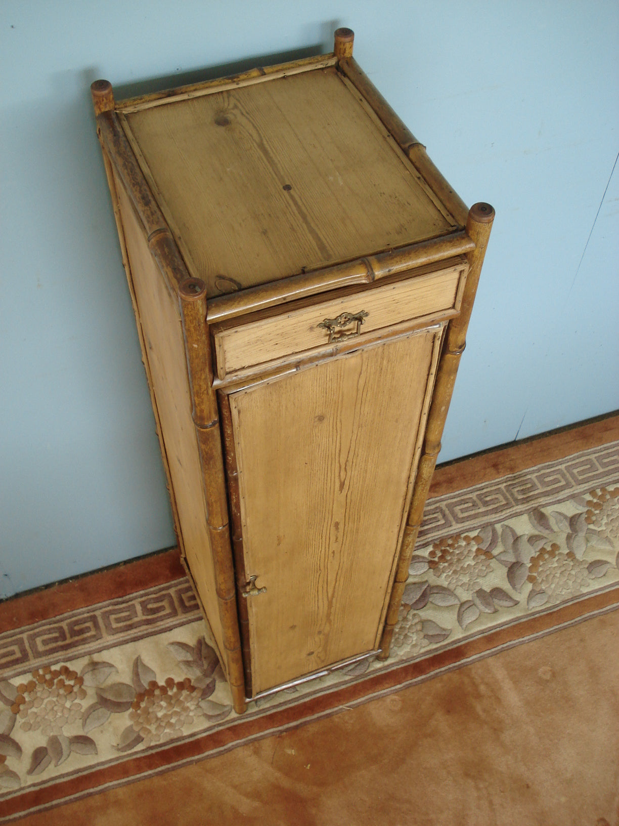 Late Victorian Pine and Bamboo Narrow Cabinet
