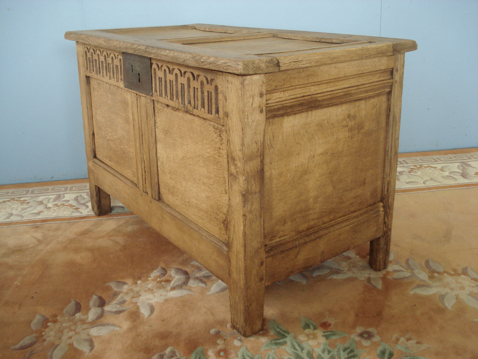 Ancient Blonde Oak  Panelled Coffer