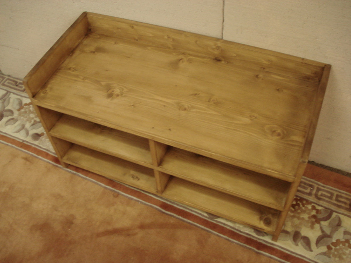 Honey pine Made to Measure Shoe Storage Hall Seat